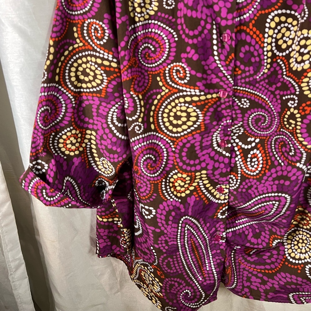 Plus Size Brown Multi-Color Polka Dot Paisley Pri… - image 2